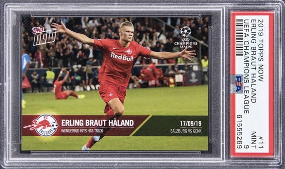 2019 Topps Now UCL #11 Erling Haaland Rookie Card (#/178) - PSA MINT 9